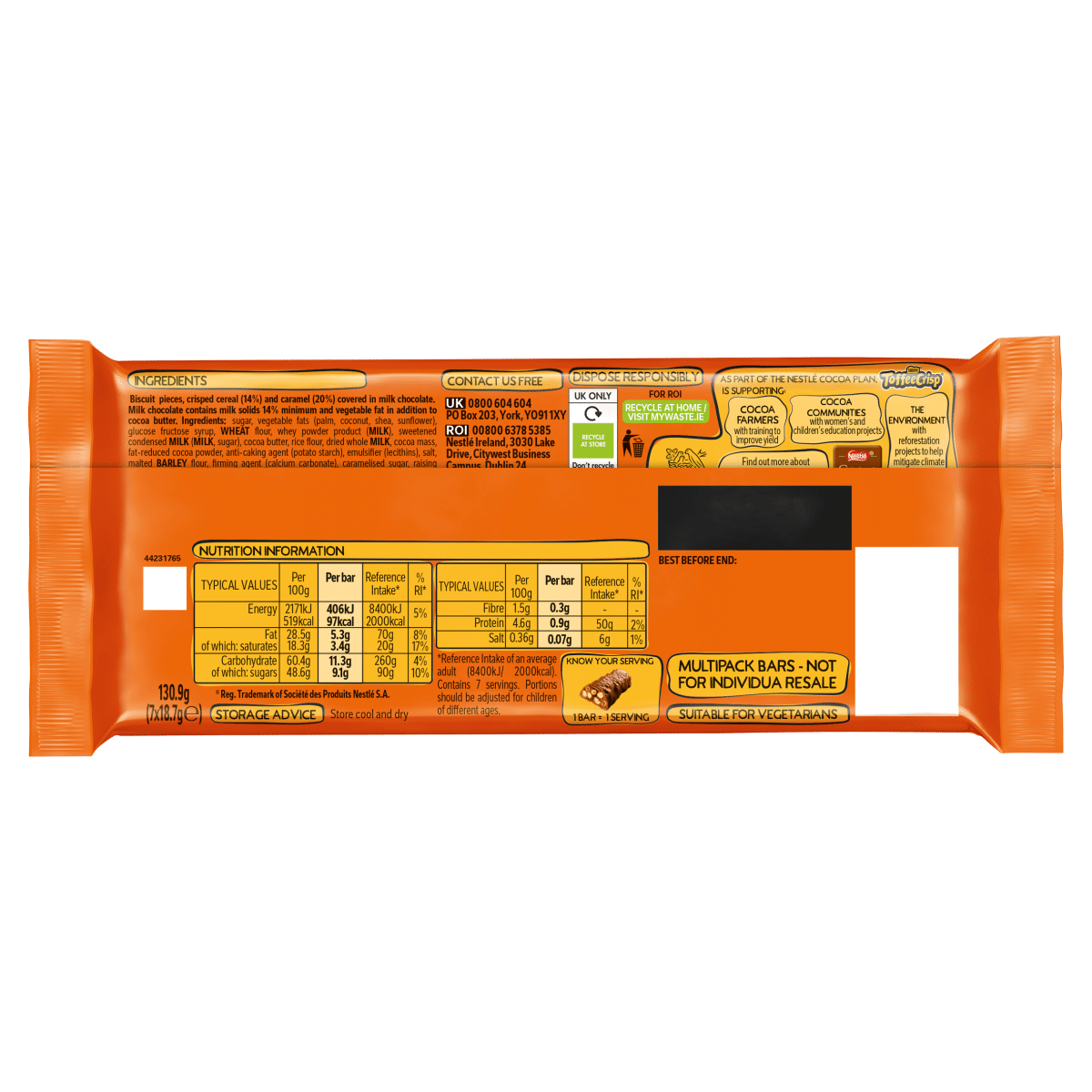 Toffee Crisp Biscuits 7 x 18.7g (130.9g)