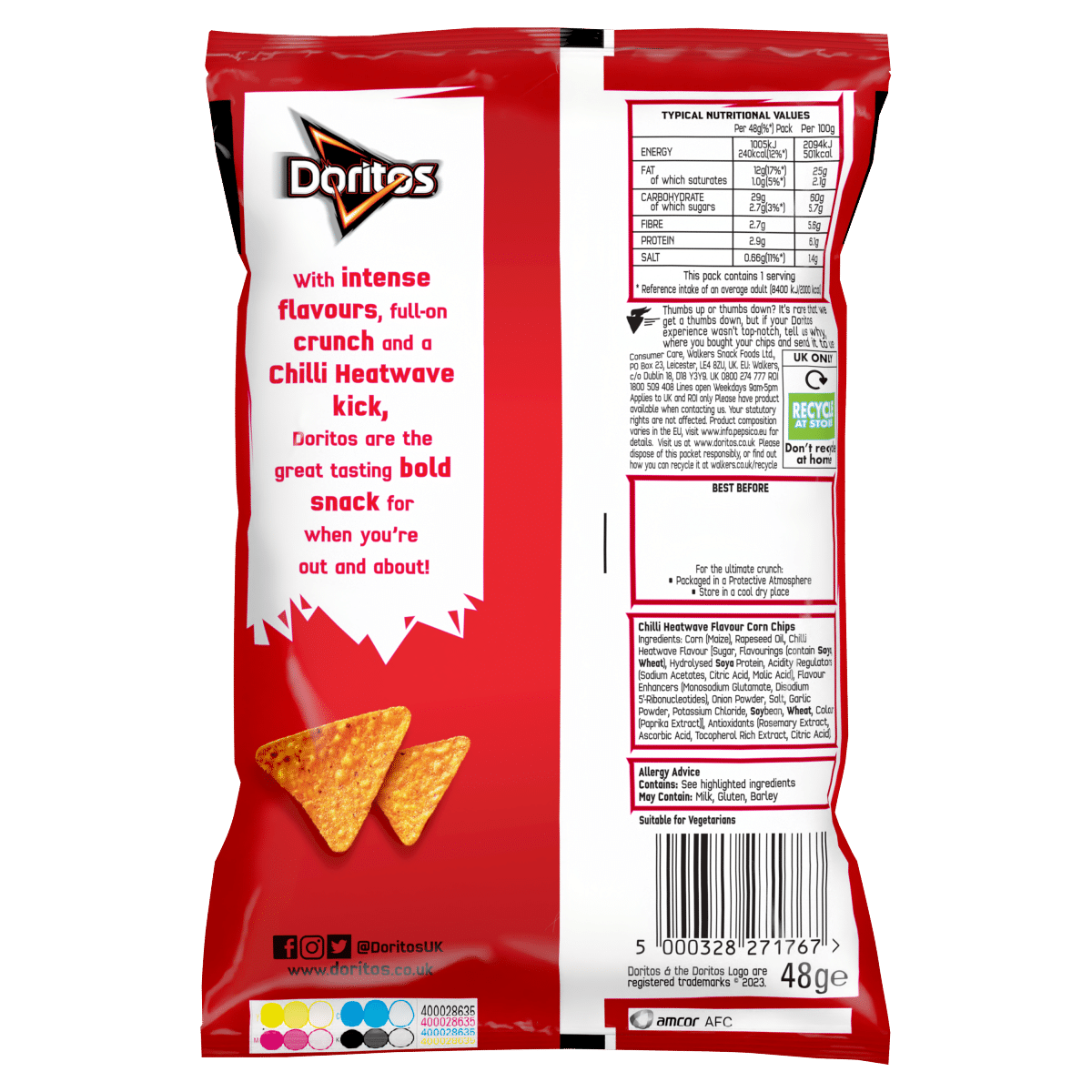 Doritos Chilli Heatwave Tortilla Chips Crisps 48g