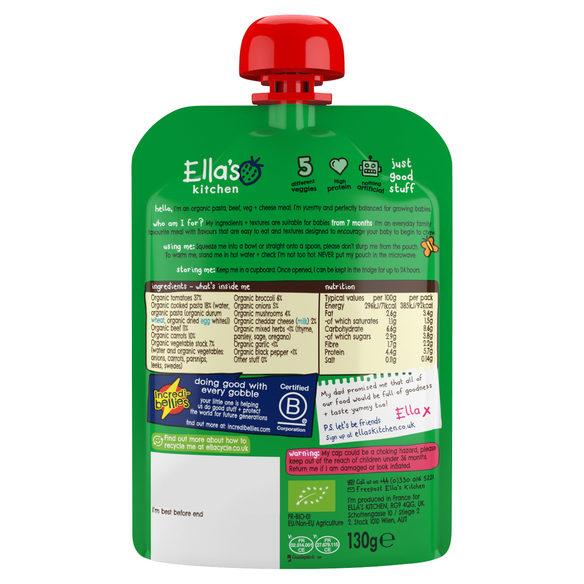 Ella’s Kitchen Organic Spag Bol Baby Pouch 7+ Months 130g