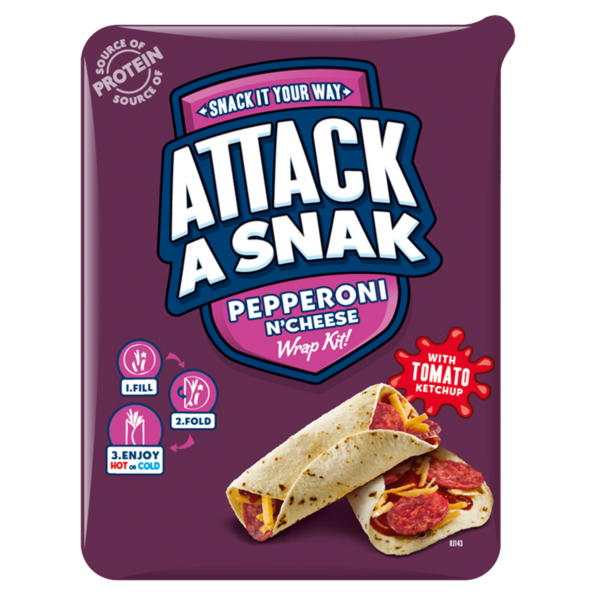 Attack a Snak Pepperoni N’Cheese Wrap Kit with Tomato Ketchup 83g