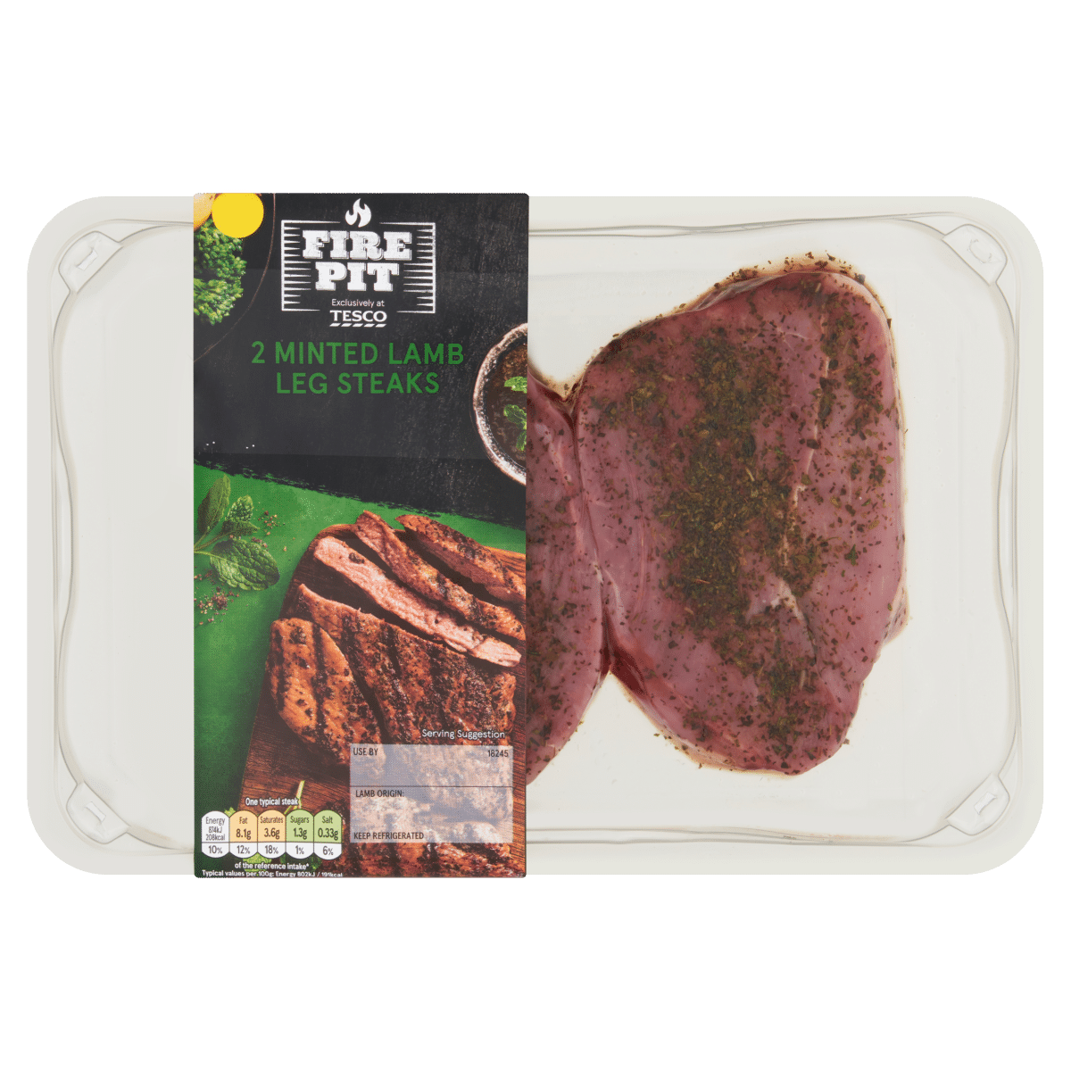 Tesco Fire Pit 2 Minted Lamb Leg Steaks 250g
