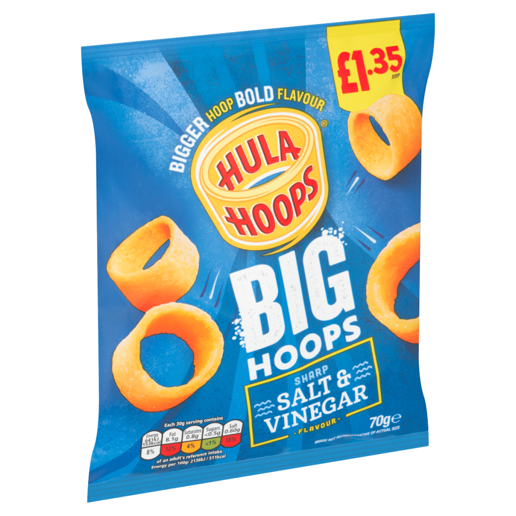 Hula Hoops Sharp Salt & Vinegar Flavour Big Hoops 70g