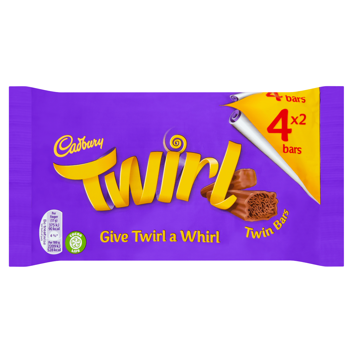 Cadbury Twirl Chocolate Bar 4 Pack 136g