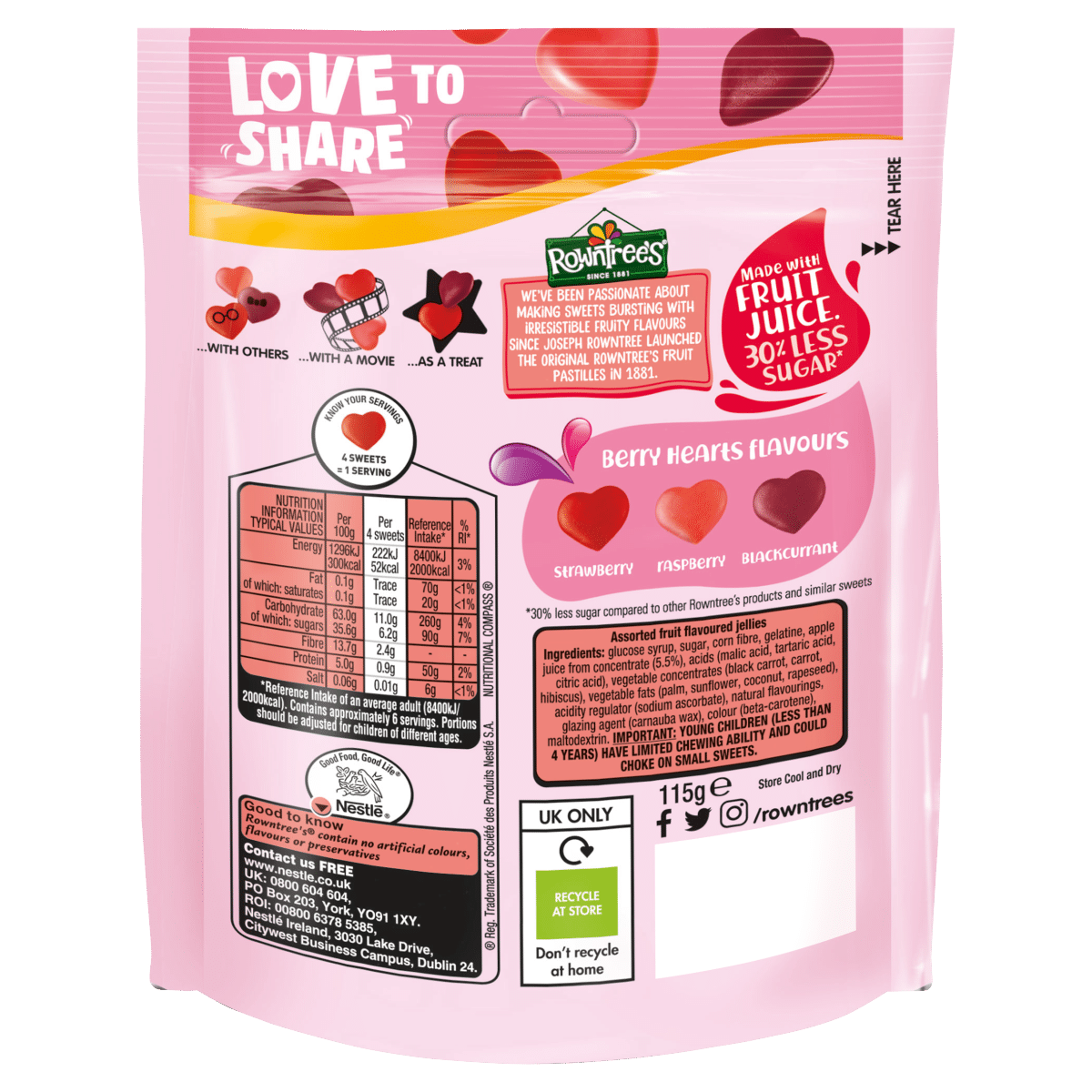 Rowntree’s Berry Hearts 115g