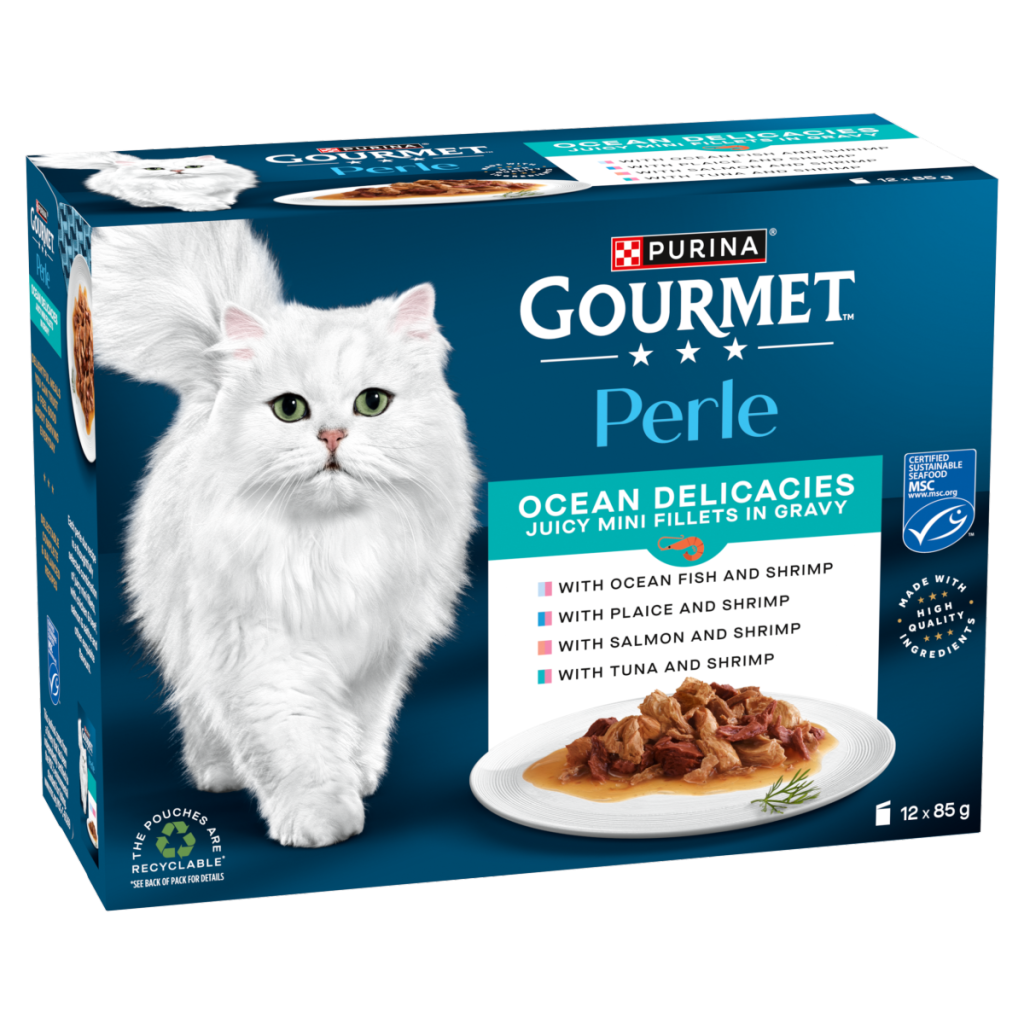 GOURMET Perle Mini Fillets in Gravy Ocean Delicacies Wet Cat Food 12x85g