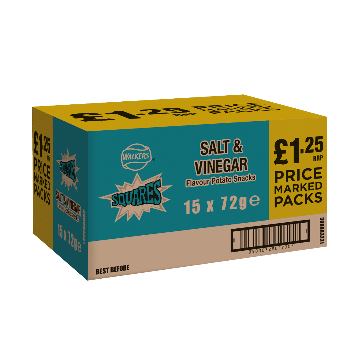Walkers Squares Salt & Vinegar Snacks £1.25 RRP PMP 72g