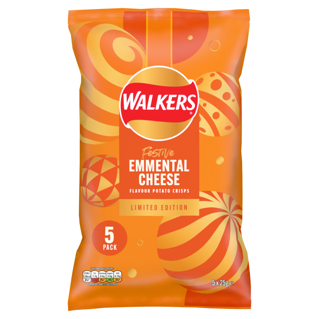 Walkers Limited Edition Festive Emmental Cheese Multipack Crisps 5x25g