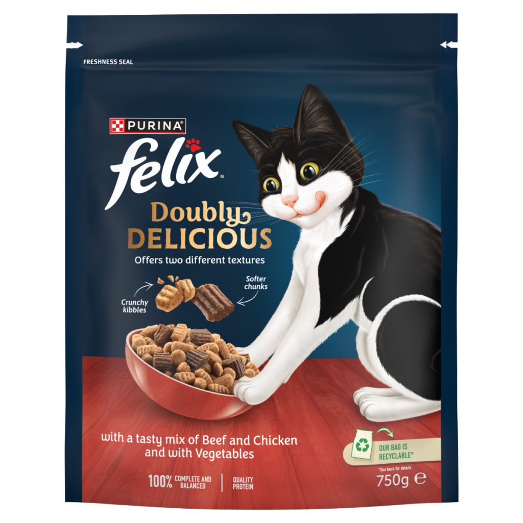 FELIX Doubly Delicious Beef, Chicken & Veg Dry Cat Food 750g