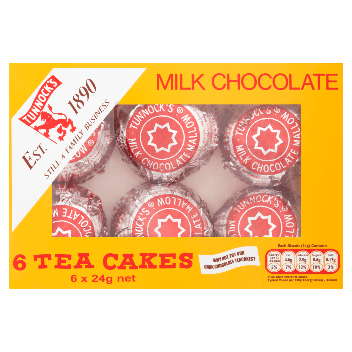 Tunnock’s Milk Chocolate Tea Cakes 6 x 24g