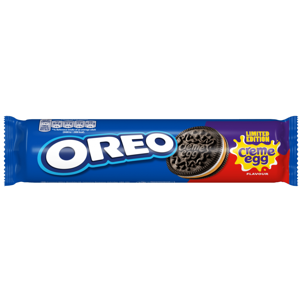 OREO Limited Edition Vanilla and Creme Egg Flavour Chocolate Sandwich biscuits Slug pack 157 g