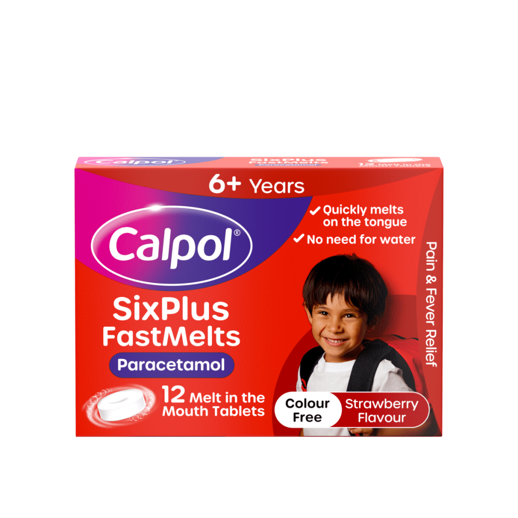 Calpol SixPlus Fast Melts Paracetamol Strawberry Flavour 6+ Years 12s