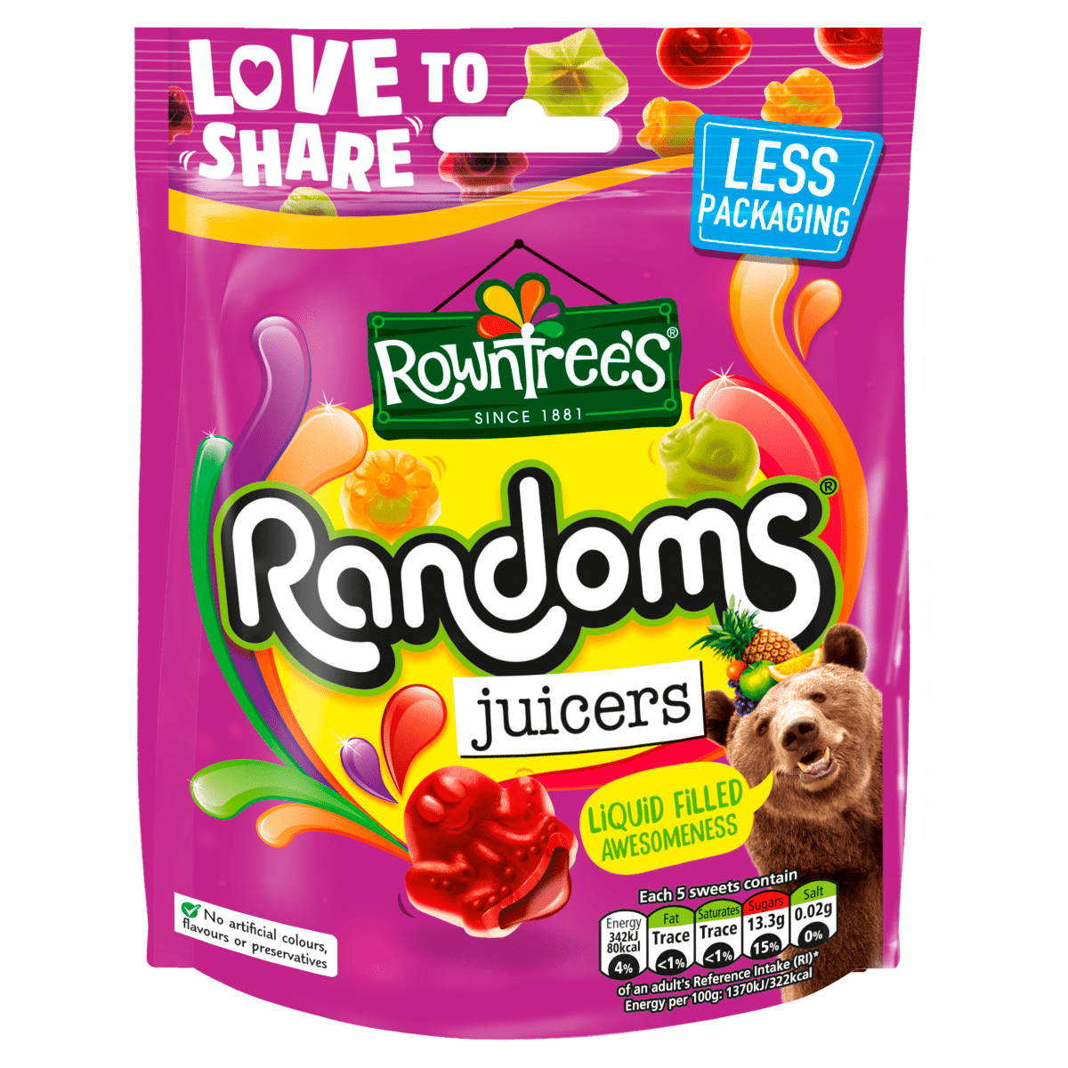 Rowntree’s Randoms Juicers Sweets Sharing Bag 140g