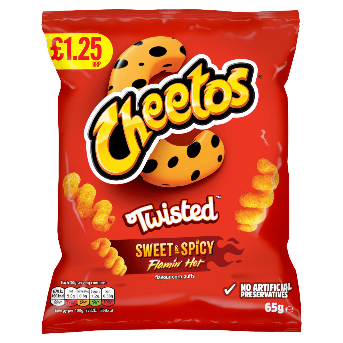 Cheetos Twisted Sweet & Spicy Snacks Crisps £1.25 RRP PMP 65g