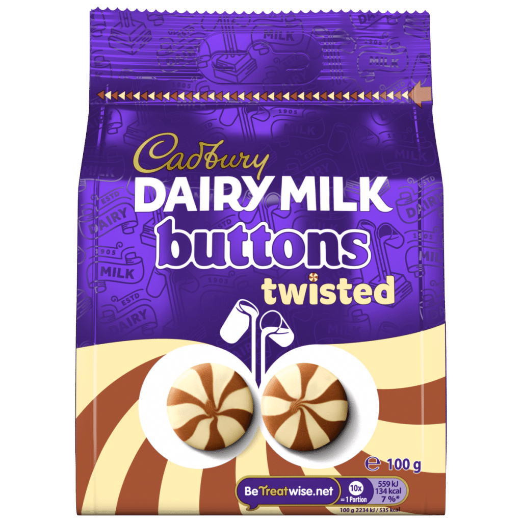 Cadbury Dairy Milk Twisted Milk & White Chocolate Buttons Bag 100g