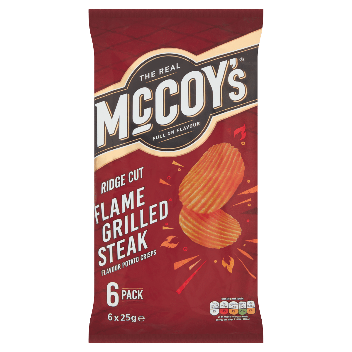 McCoy’s Flame Grilled Steak Flavour Potato Crisps 6 x 25g