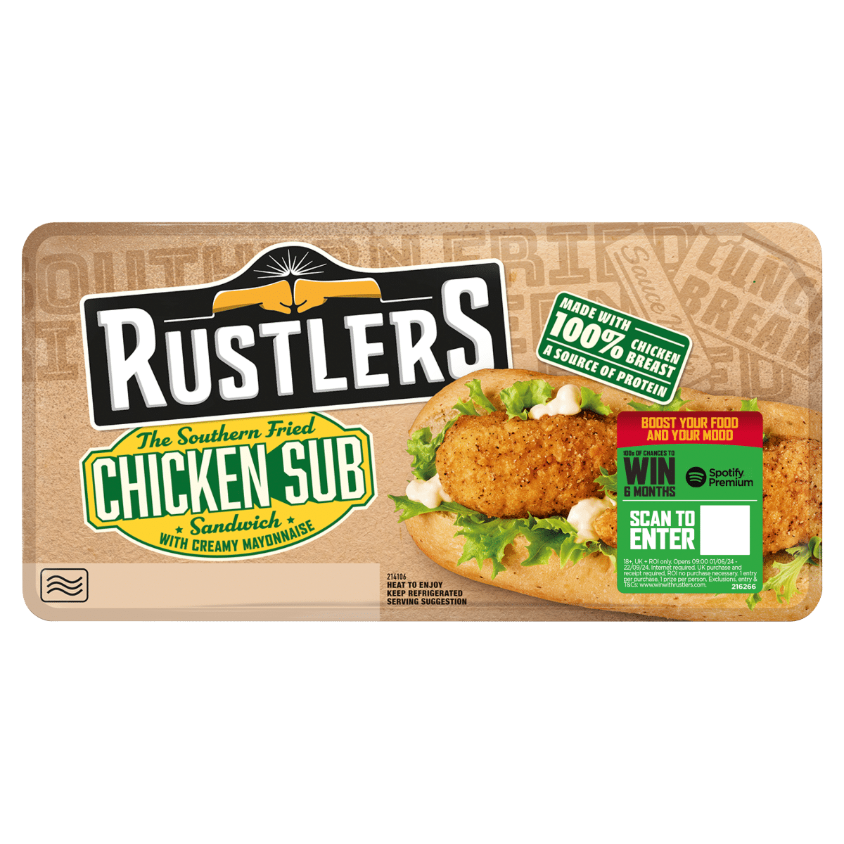 Rustlers The Southern Fried Chicken Sub Sandwich 158g
