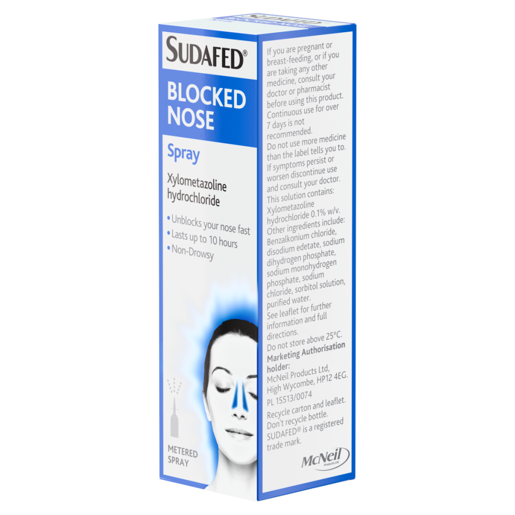 Sudafed Blocked Nose Spray Congestion Relief Lasts Up to 10 Hours 15ml