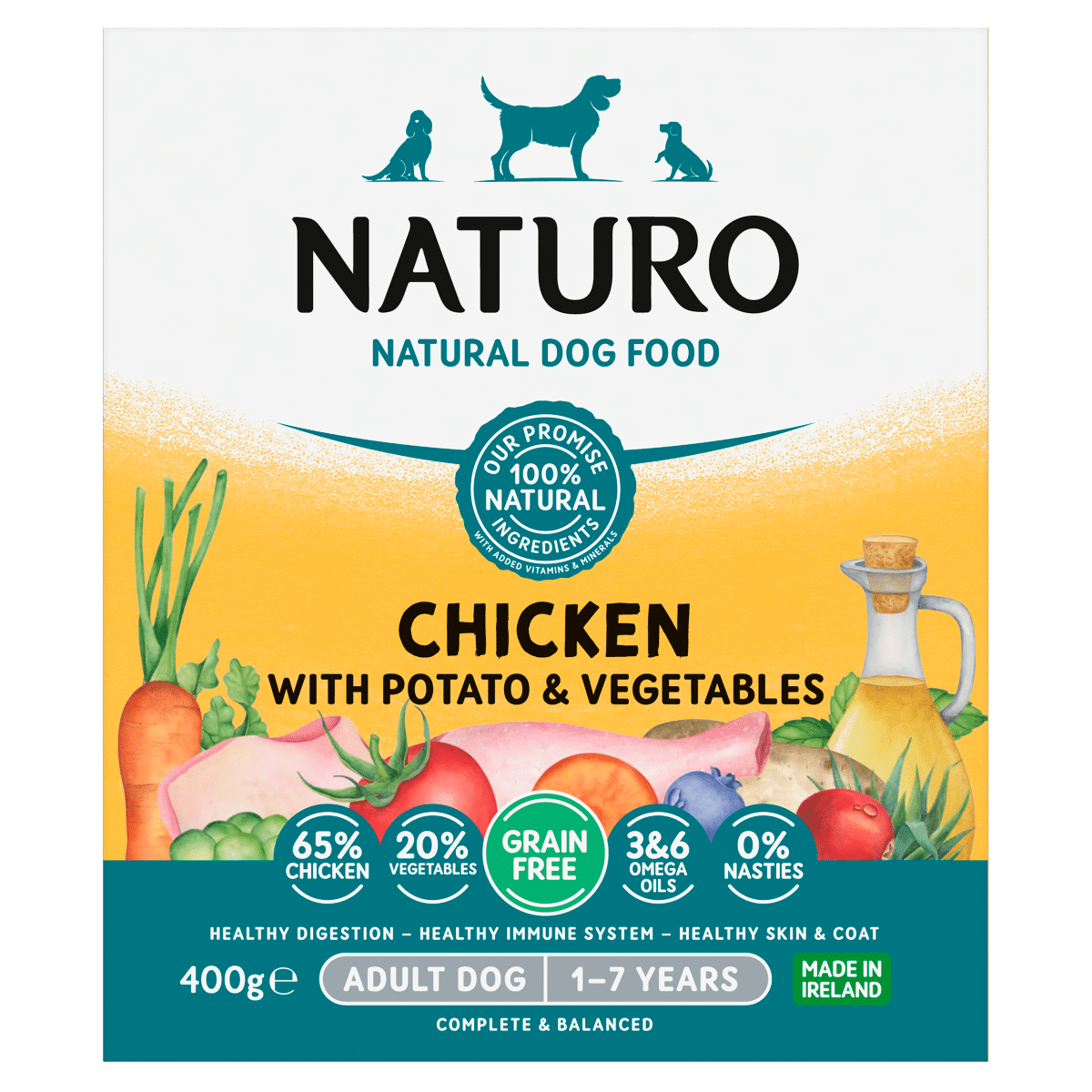 Naturo Natural Pet Food Chicken with Potato and Vegetables Adult Dog 1 – 7 Years 400g