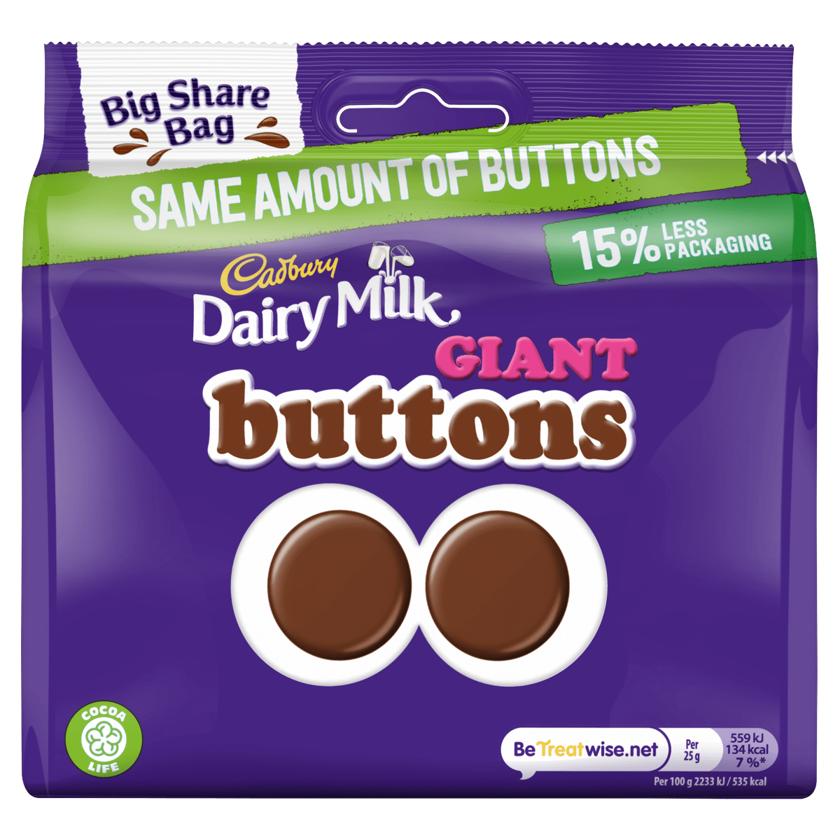 Cadbury Dairy Milk Giant Buttons Chocolate Bag 240g