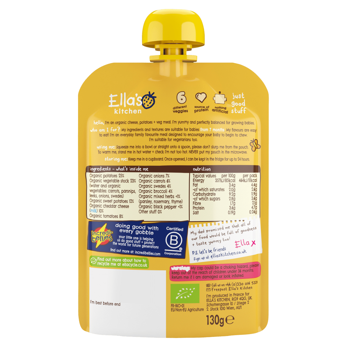 Ella’s kitchen Cheesy Pie with Veggies 7+ Months 130g