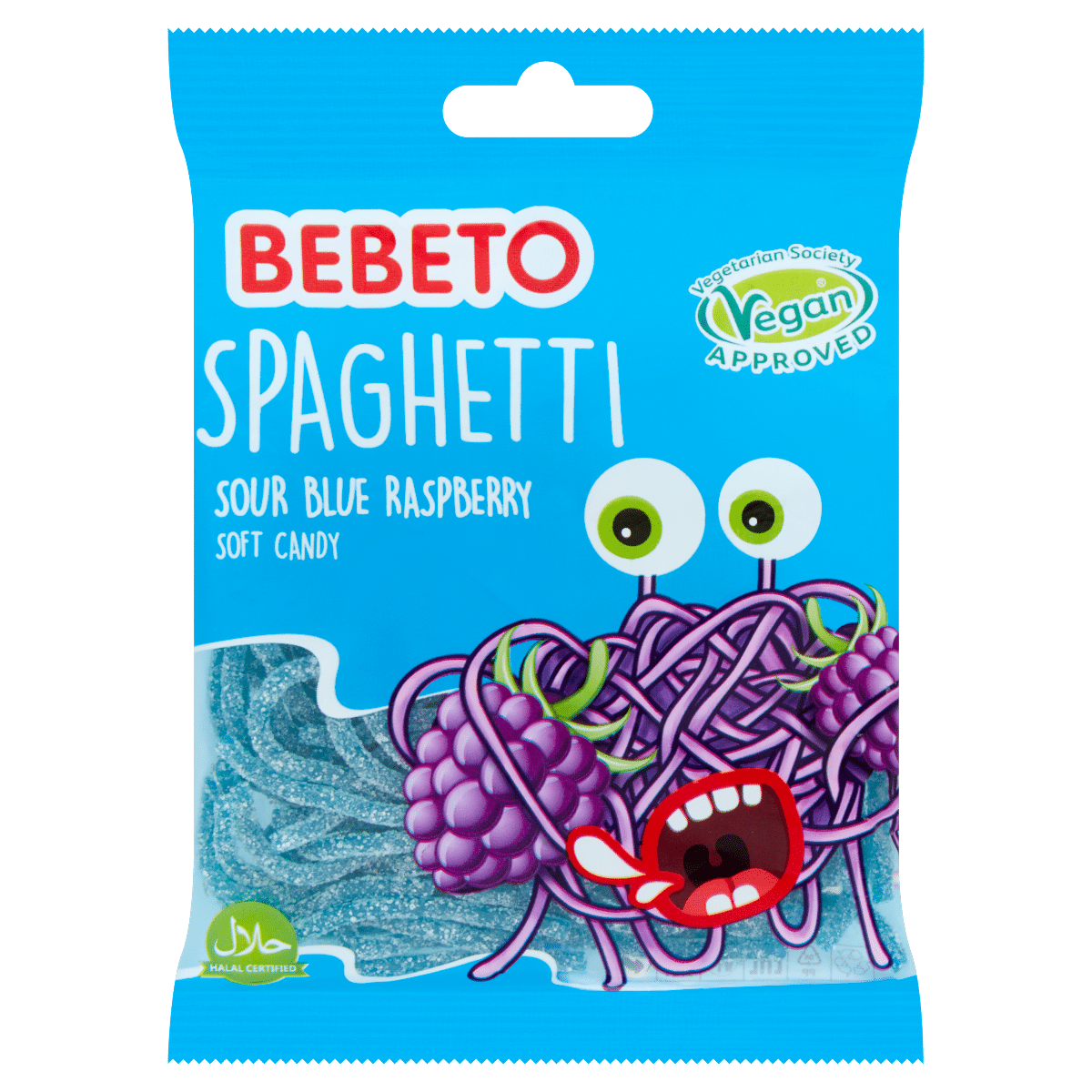 Bebeto Spaghetti Sour Blue Raspberry Soft Candy 70g