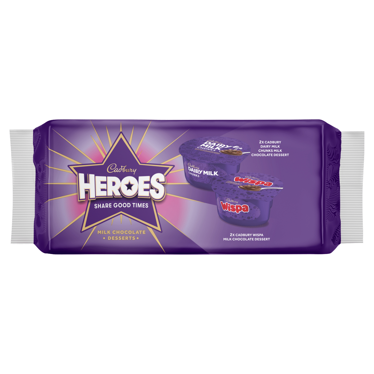 Cadbury Heroes Milk Chocolate Dessert 4 x 75g (300g)