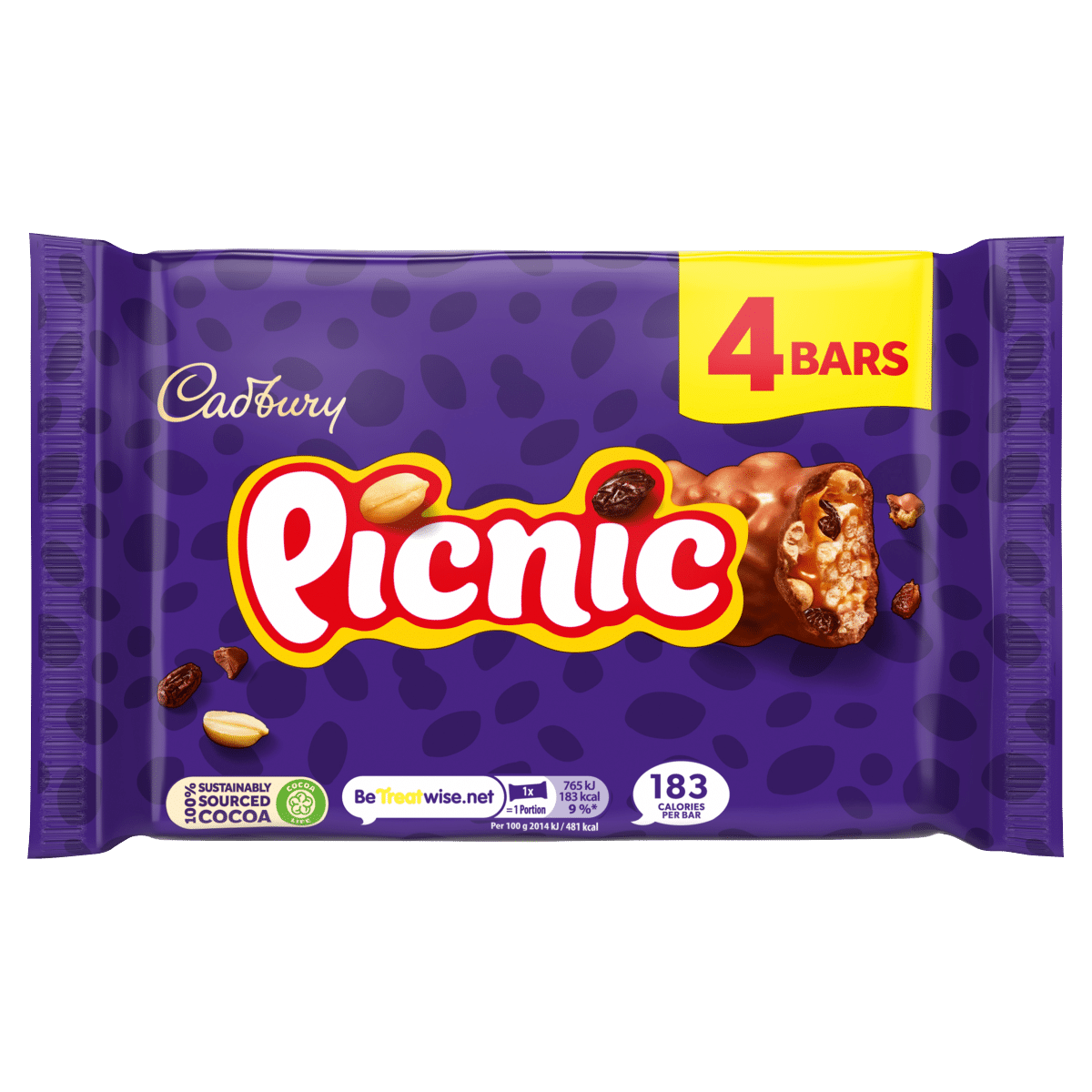 Cadbury Picnic Chocolate Bar 4 Pack 152g