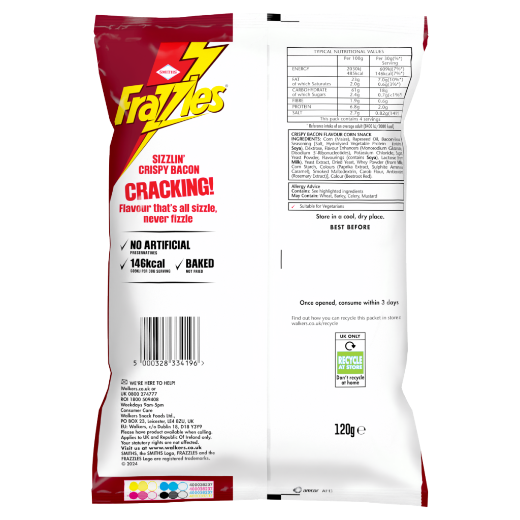 Smiths Frazzles Bacon Sharing Crisps 120g