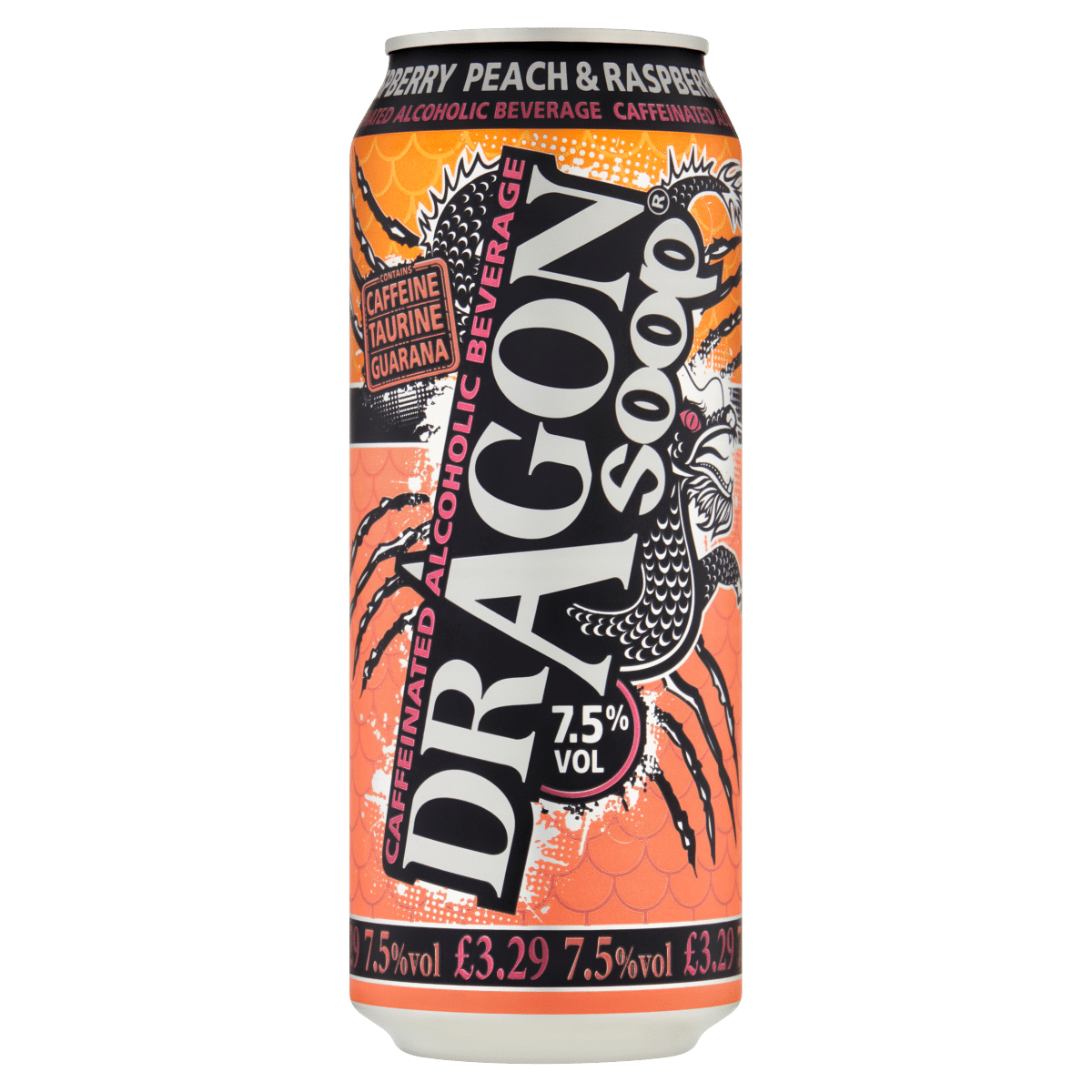 Dragon Soop Caffeinated Alcoholic Beverage Peach & Raspberry 500ml