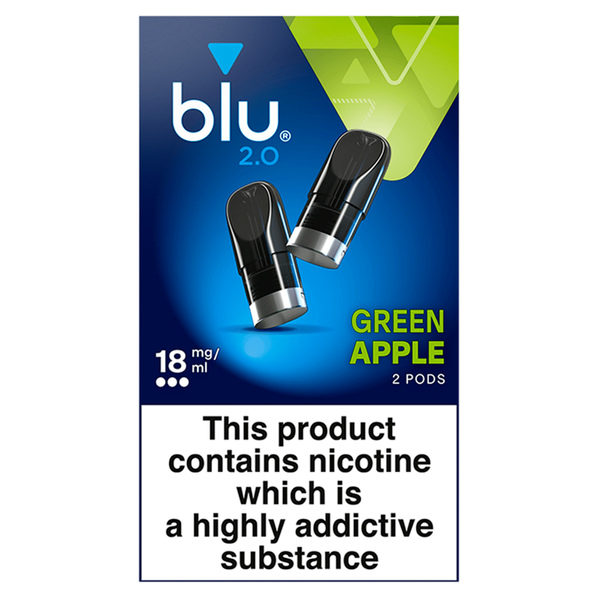 blu 2.0 Green Apple Vape Pods 18mg/ml 2 x 1.9ml