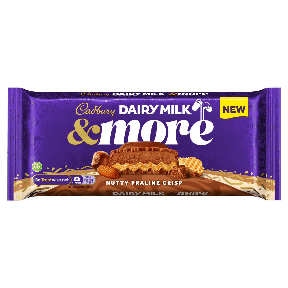 Cadbury Dairy Milk & More Nutty Praline Crisp 180g