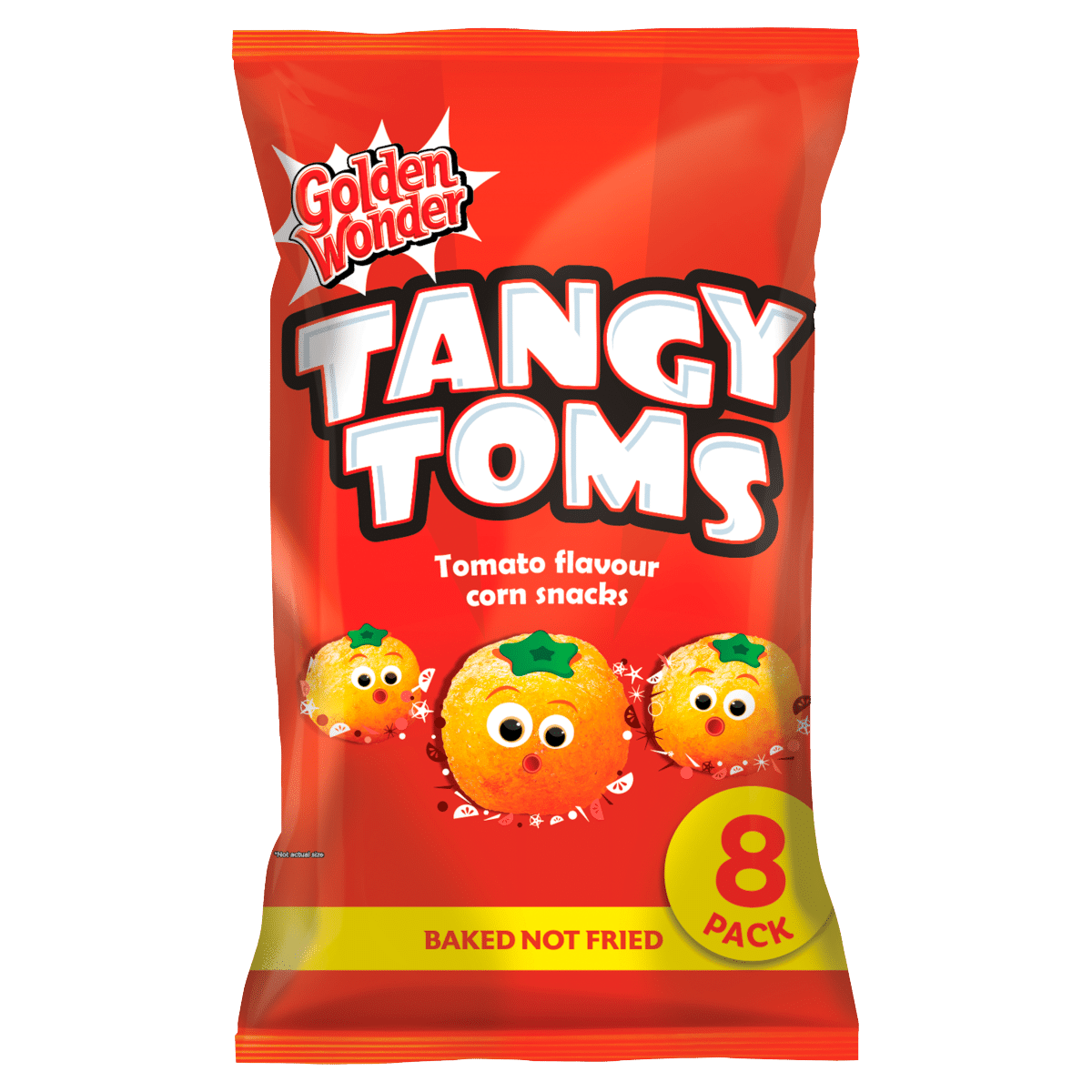 Golden Wonder Tangy Toms Tomato Flavour Corn Snacks 8 x 12g