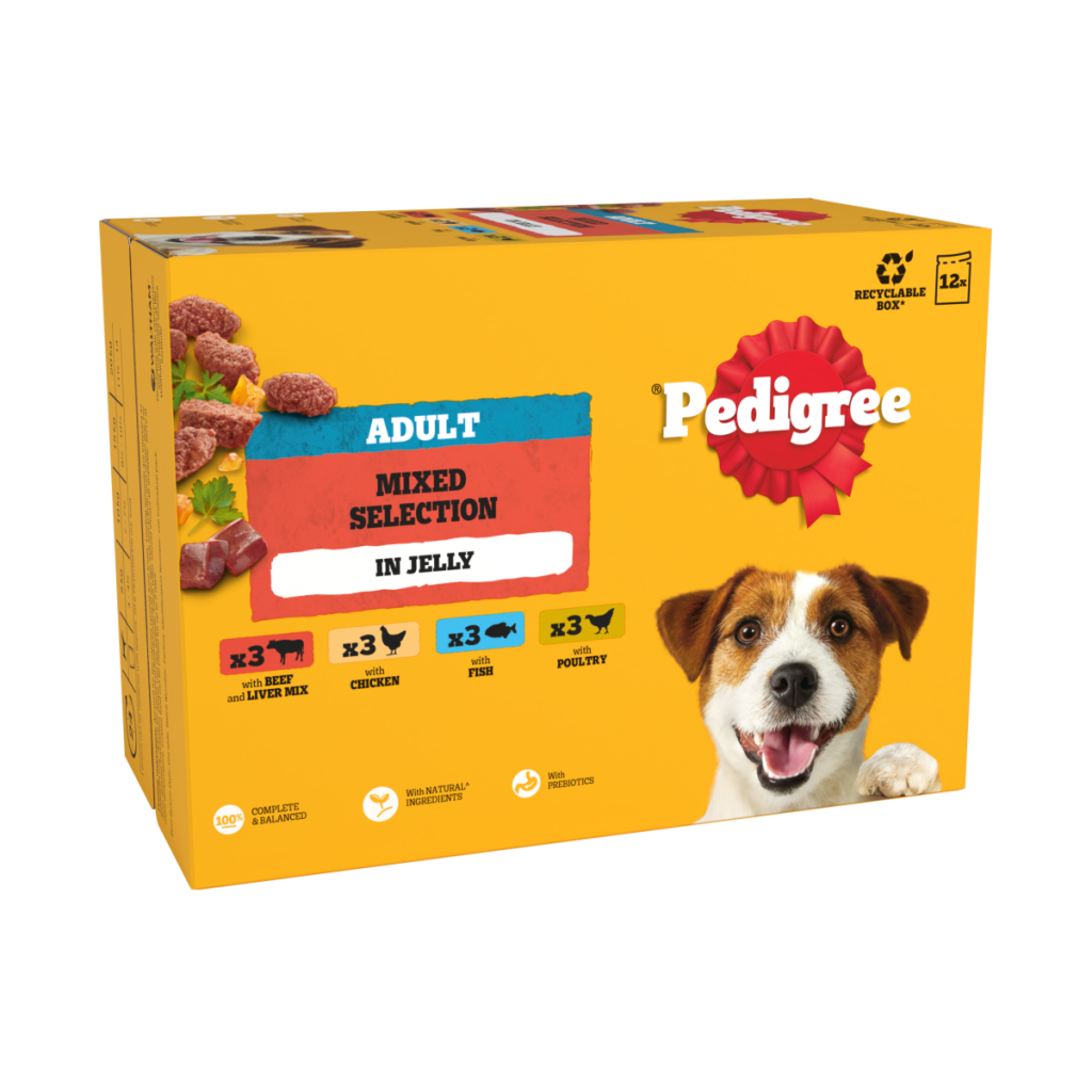 PEDIGREE® Adult Wet Dog Food Mixed Selection in Jelly 12 x 100g Pouch