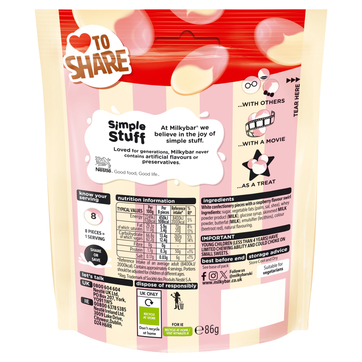 Milkybar Raspberry Ripple Ice Cream 86g