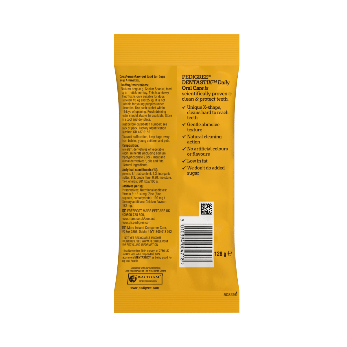 Pedigree Dentastix Daily Dental Chews Medium Dog Treat 5 Sticks 128g