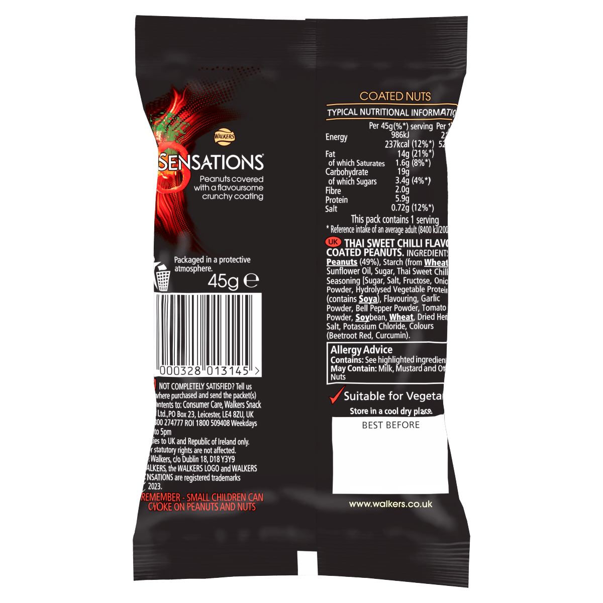 Walkers Sensations Thai Sweet Chilli Coated Peanuts 45g