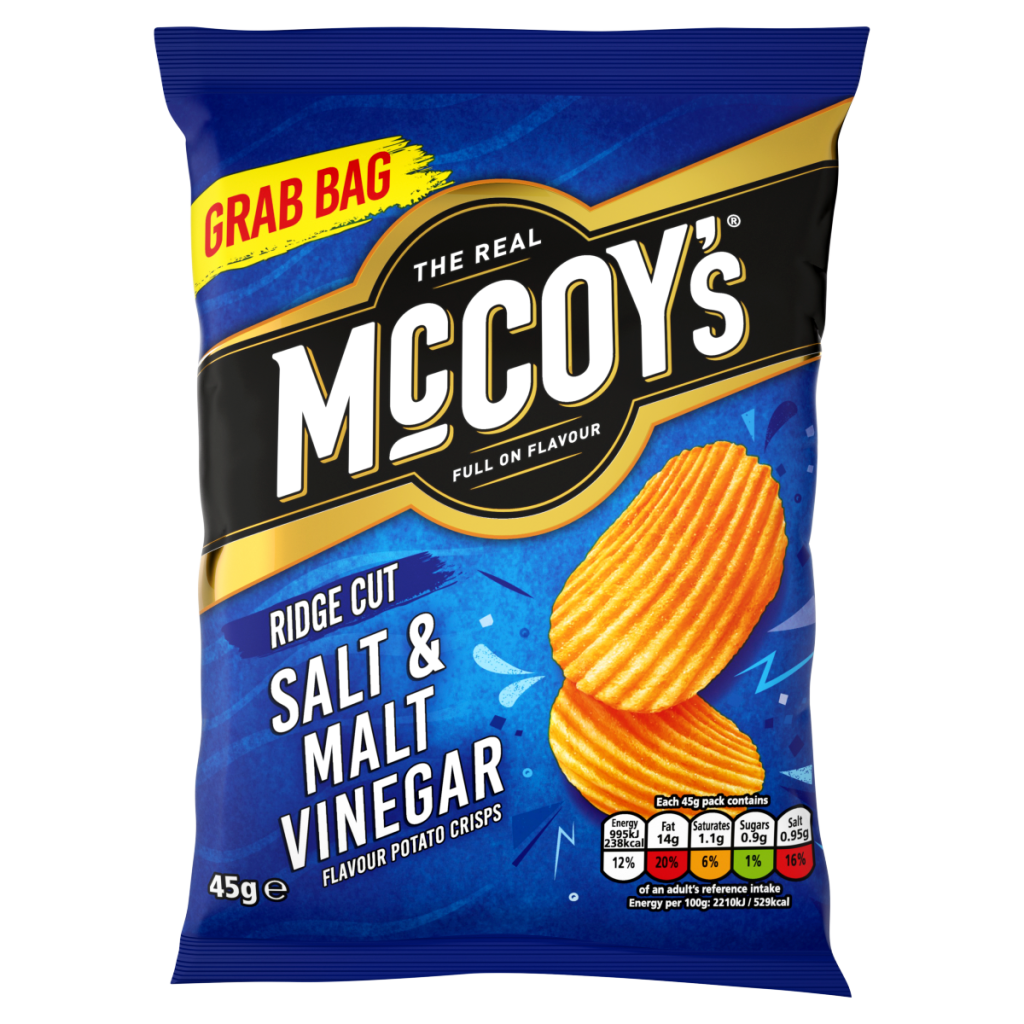 McCoy’s Ridge Cut Salt & Malt Vinegar Flavour Potato Crisps 45g