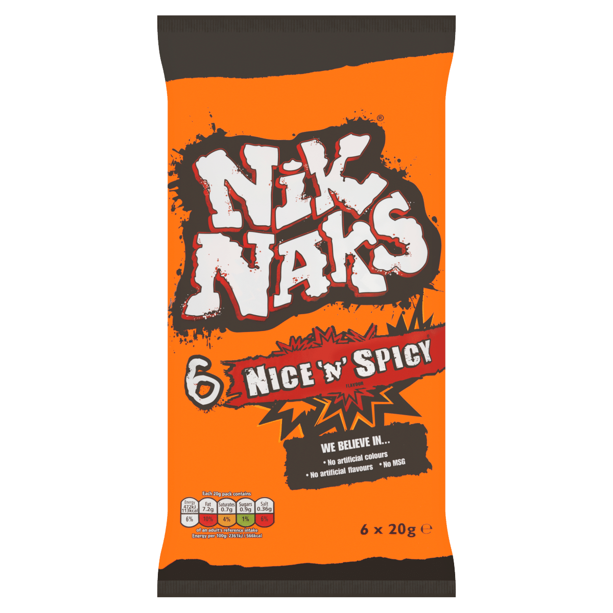 Nik Naks Nice ‘N’ Spicy Flavour 6 x 20g