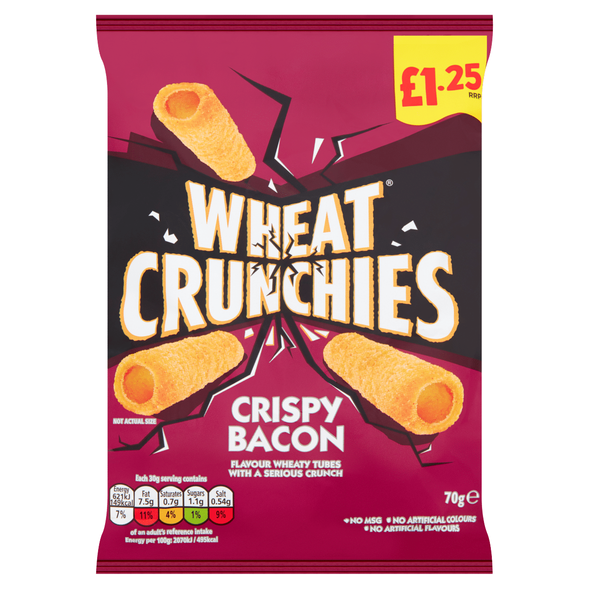 Wheat Crunchies Crispy Bacon Flavour Wheaty Tubes with a Serious Crunch 70g