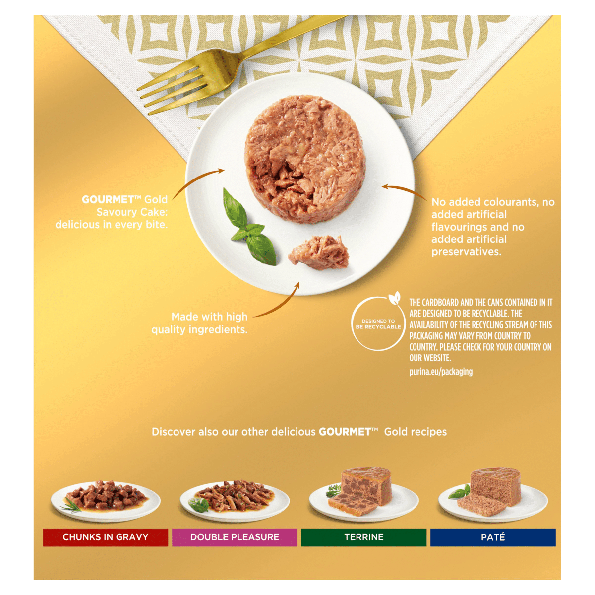 Gourmet Gold Savoury Cake Meat 8 x 85g (680g)