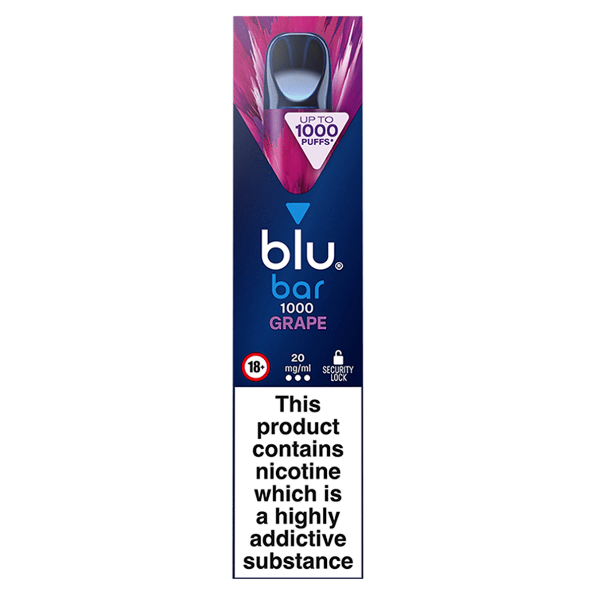 blu bar 1000 Grape Disposable Vape 20mg/ml