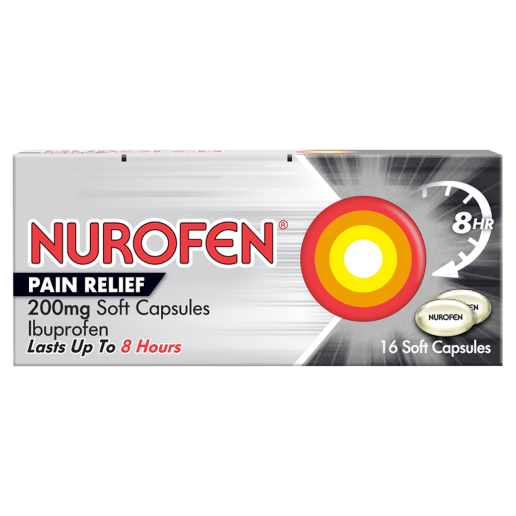 Nurofen Long Lasting Pain Relief 200mg Soft Capsules Ibuprofen x16