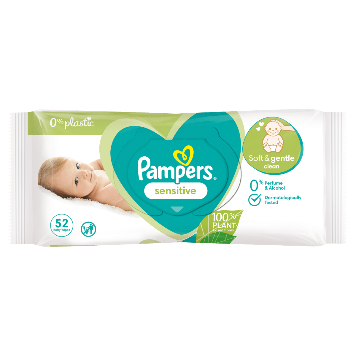 Pampers Sensitive Baby Wipes Plastic Free 1 Pack = 52 Baby Wet Wipes