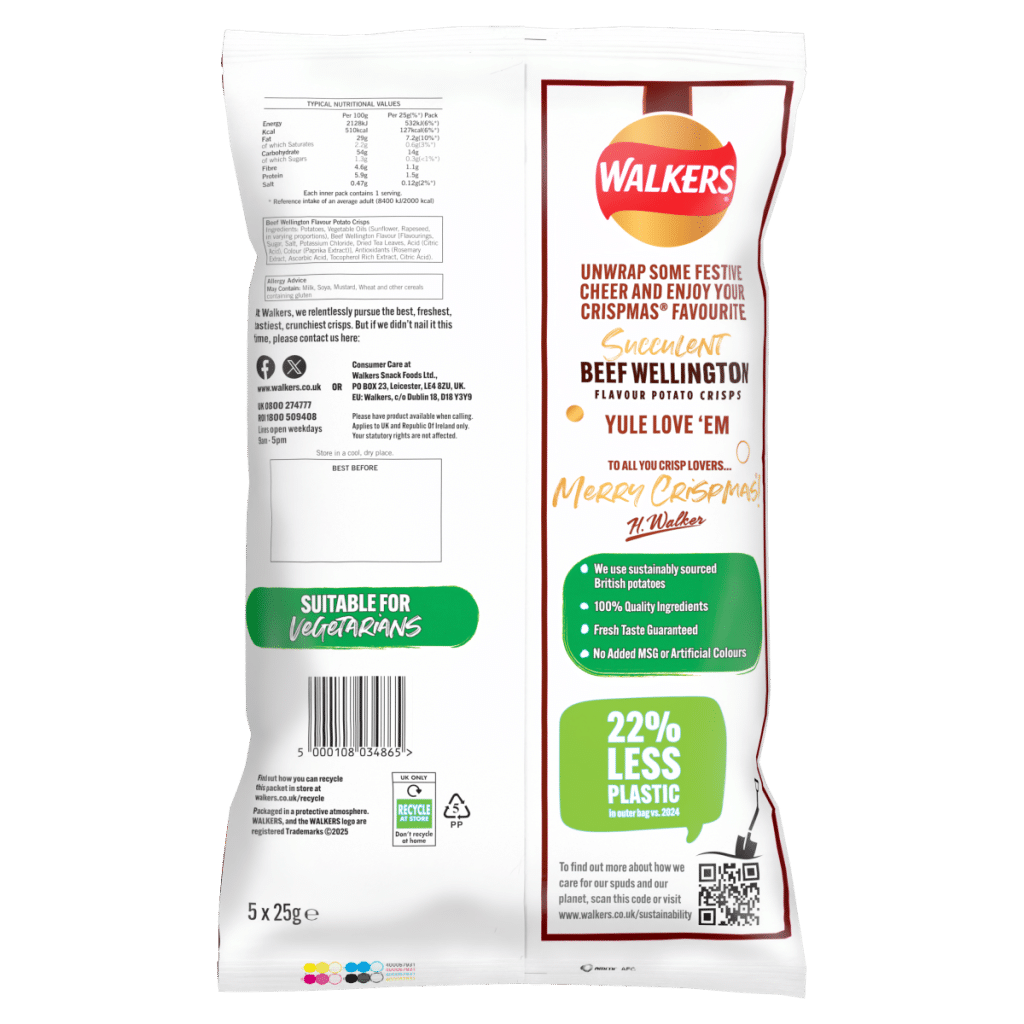 Walkers Limited Edition Beef Wellington Multipack Crisps 5x25g