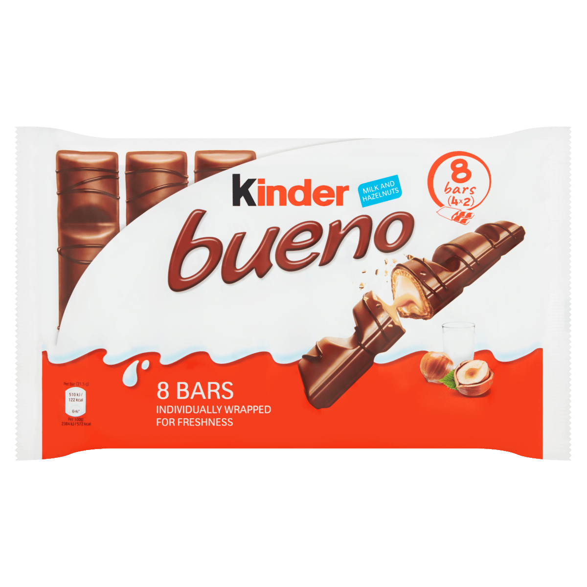 Kinder Bueno Milk and Hazelnuts Bars 4 x 43g (172g)
