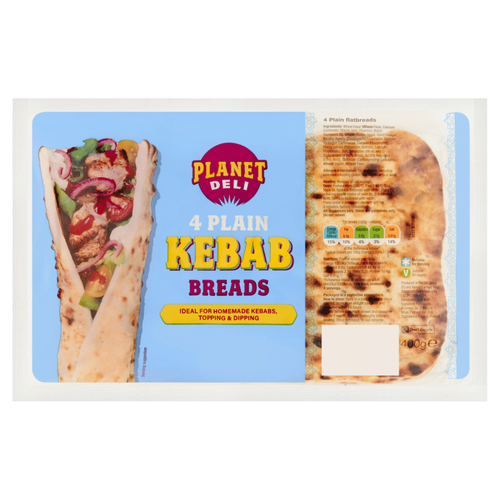 Planet Deli 4 Plain Kebab Breads 400g
