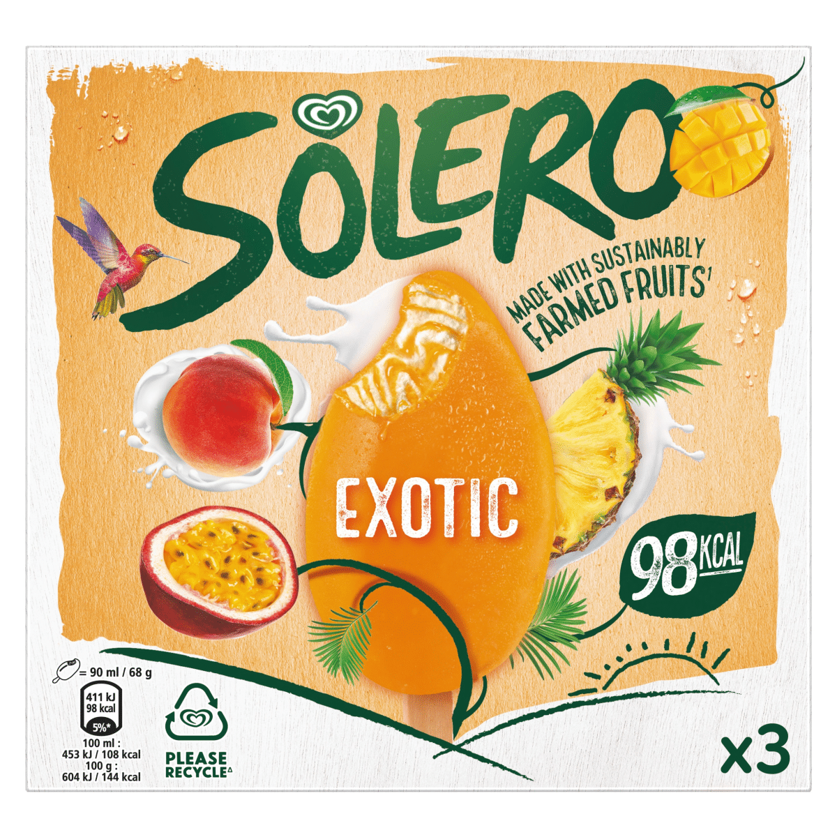 Solero  Ice Cream Sticks Exotic 3x 90 ml