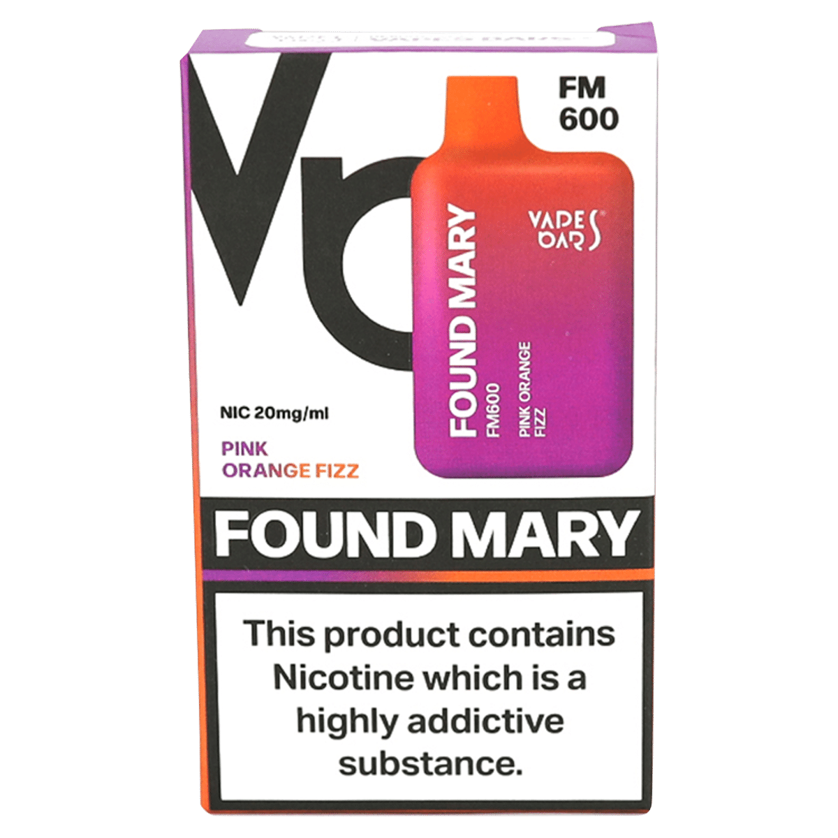 Vapes Bars Found Mary FM600 Pink Orange Fizz