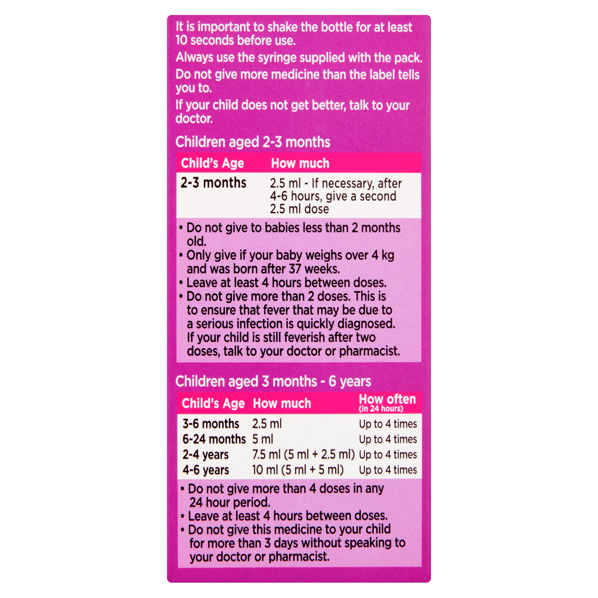 Calpol Sugar Free Infant Suspension, Paracetamol Medication, 2+ Months, Strawberry Flavour, 100ml
