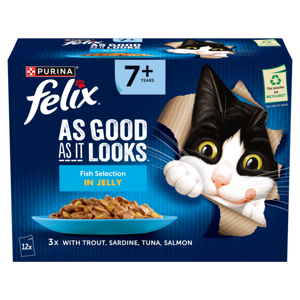 FELIX As Good As it Looks Senior 7+ Fish in Jelly Wet Cat Food 12x85g